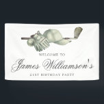 Golf Theme 21st Birthday Party Custom Welcome Banner<br><div class="desc">Welcome your guests with this elegant golf theme birthday party welcome banner. The top of is decorated with golf accessories - a golf club, golf ball, hat and gloves. The watercolor design creates a traditional and classic aesthetic. Perfect for a birthday bash at the club or a backyard BBQ. All...</div>
