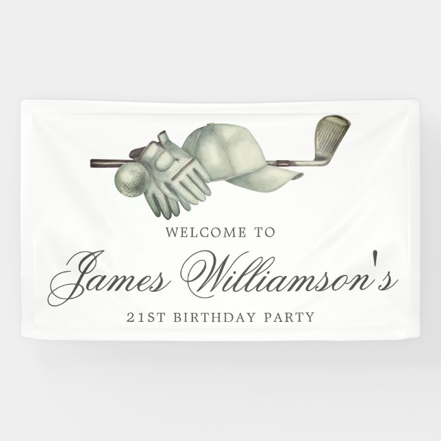 Golf Theme 21st Birthday Party Custom Welcome Banner (Horizontal)