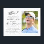 Golf Theme 30th SURPRISE Birthday Party Photo Invitation Postcard<br><div class="desc">Elegant black and white birthday invitation for a golfer. The top of the invitation is decorated with golf accessories - a golf club, golf ball, hat and gloves. The watercolor design creates a traditional and classic aesthetic. Perfect for a birthday bash at the club or a backyard BBQ. All of...</div>