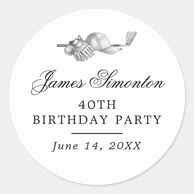 Golf Theme 40th Birthday Party Envelope Seal (Front)