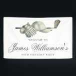Golf Theme 80th Birthday Party Custom Welcome Banner<br><div class="desc">Welcome your guests with this elegant golf theme birthday party welcome banner. The top of is decorated with golf accessories - a golf club, golf ball, hat and gloves. The watercolor design creates a traditional and classic aesthetic. Perfect for a birthday bash at the club or a backyard BBQ. All...</div>