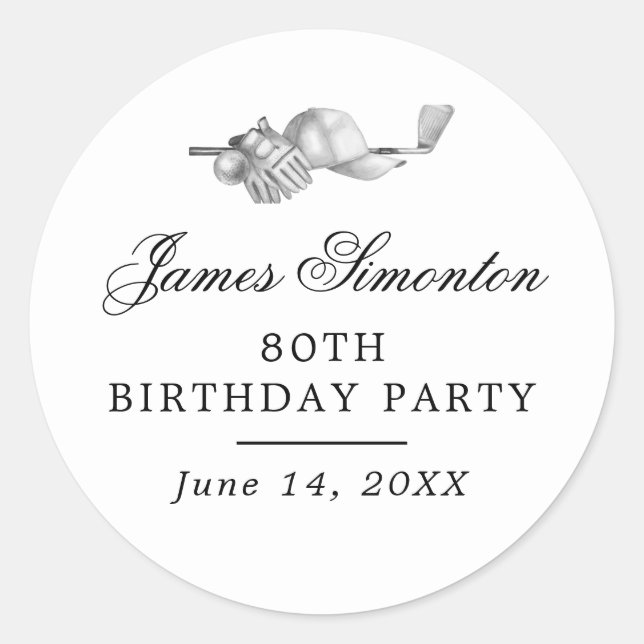 Golf Theme 80th Birthday Party Envelope Seal (Front)