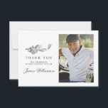 Golf Theme 80th Birthday Photo Thank You Card<br><div class="desc">A beautiful and elegant thank you card designed especially for a 80th birthday. It features a golf accessories graphic consisting of a golf club,  golf ball,  hat and golf.  Three lines allow for a customized thank you and the birthday celebrant's name. Space is also provided for a large photo.</div>