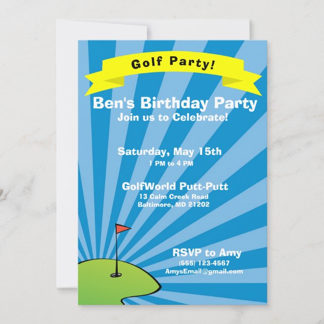 Golf Thème Anniversaire Fête Invitation (Devant)