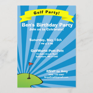 Golf Thème Anniversaire Fête Invitation