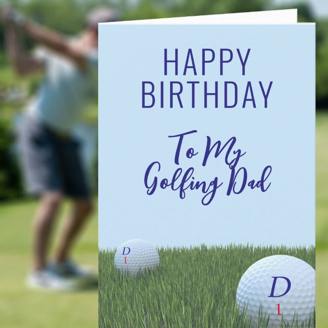 Golf Theme Birthday Card for Golfers ('Fore' all golfing Dads that have a birthday - just add your message ⛳)