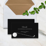 Golf Theme Details Website Wedding Enclosure Card<br><div class="desc">Elegant golf theme details for your wedding guests.  White golf ball and silver grey golf clubs accent the formal vibe of black background and elegant script here.</div>