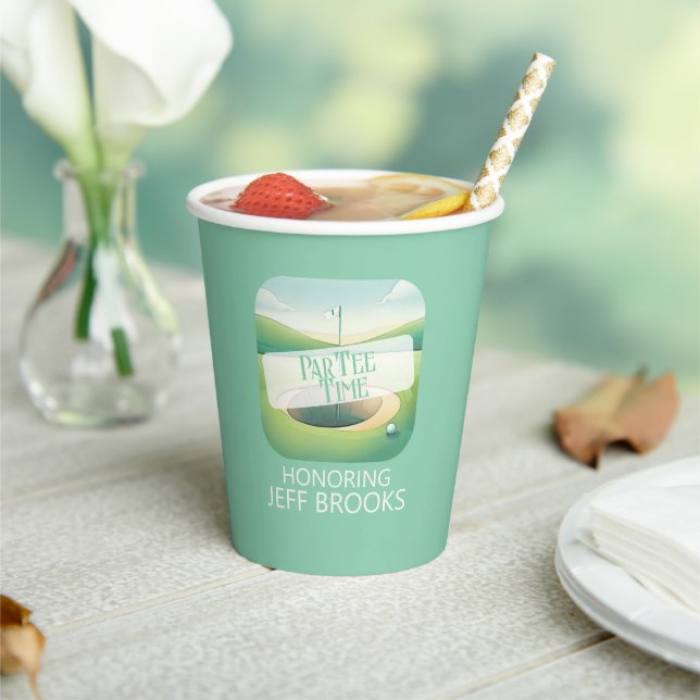 Golf Theme Green Party Paper Cups (Insitu)