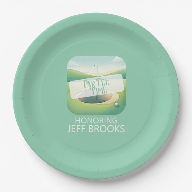 Golf Theme Green Party Paper Plate (Front)