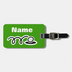 Golf theme luggage bag tag with customizable text