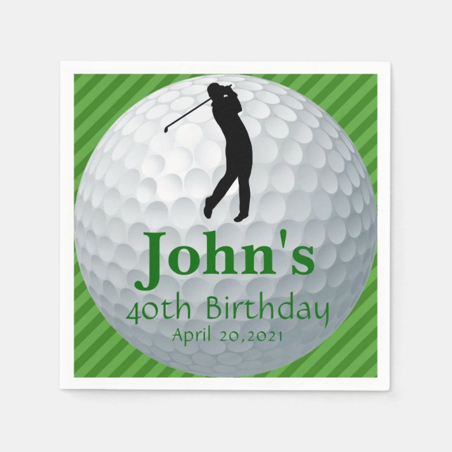 Golf Theme Man's Birthday Personalized Napkin (Front)