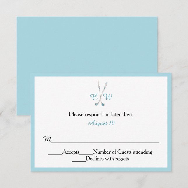 Golf Thème Monogramme Mariage RSVP (Devant / Derrière)