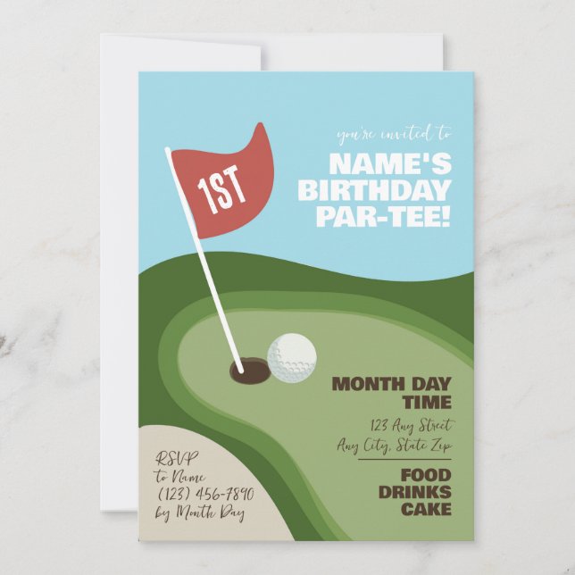 Golf Thème Par Tee Invitation (Devant)