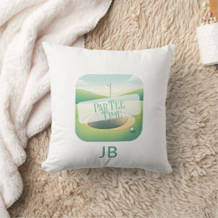Golf Theme Par-Tee Monogram Throw Pillow