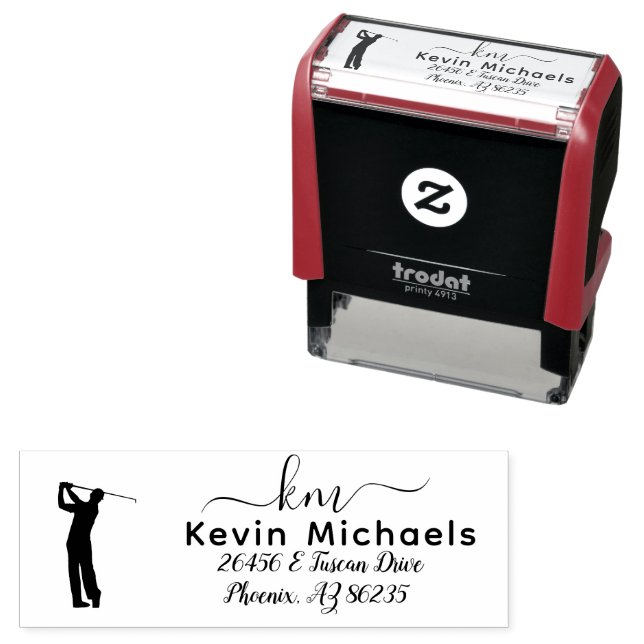 GOLF Theme Personalized Monogram Self-inking Stamp (In Situ)