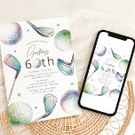 Golf Themed 60th Birthday Par-tee Invitation<br><div class="desc">Make your 60th birthday an unforgettable event with our golf-themed par-tee invitations! Featuring playful designs of golf clubs,  balls,  and stars,  our invites set the tone for a fun-filled celebration. The pastel-hued palette of grey,  blue,  and green adds a touch of elegance. Fore sure,  these invitations are a hole-in-one!</div>
