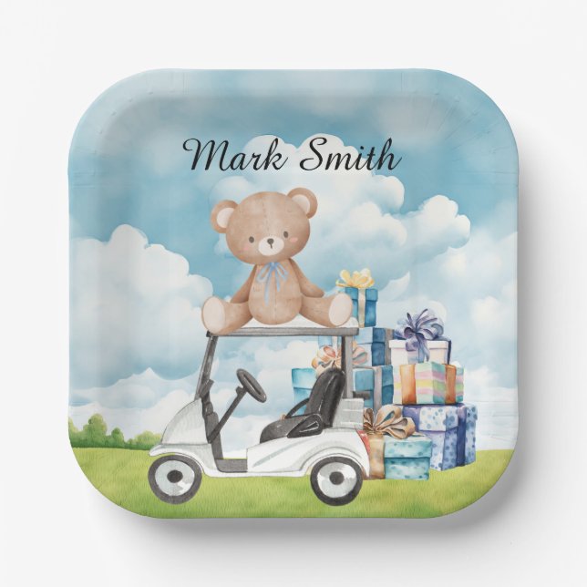 Golf  themed Baby Shower / Birthday for Boy  Paper Plate (Front)