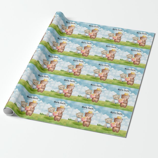 Golf  themed Baby Shower / Birthday for Boy  Wrapping Paper (Unrolled)
