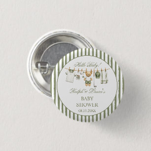 Golf Themed Bear Baby Shower  1 Inch Round Button