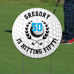 Golf Themed Birthday Yard Sign<br><div class="desc">Simple, beautiful, golf ball inside wheat laurels with a white/grey golf ball background. Templates for name, age, and your text in black. Colours can also be changed in the design tool.</div>