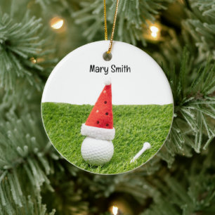 Golf themed Christmas gifts for Golfer Ceramic Ornament