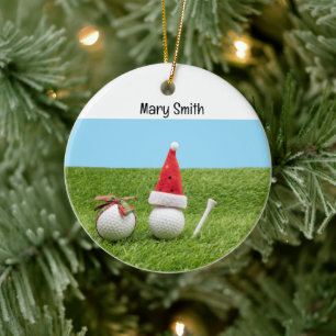 Golf themed Christmas gifts for Golfer Ceramic Ornament