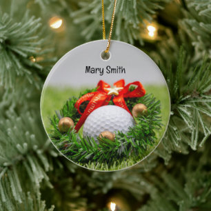 Golf themed Christmas gifts for Golfer Ceramic Ornament