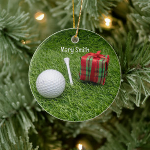 Golf themed Christmas gifts for Golfer Ceramic Ornament