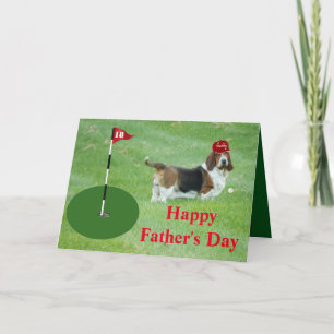 Golf Themed Father's Day Card w/Cute Basset Hound