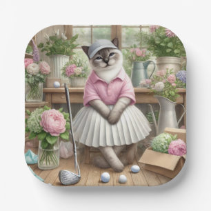 Golf themed for cat lovers paper plate