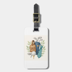 Golf themed for Dad with golf ball and tie Luggage Tag