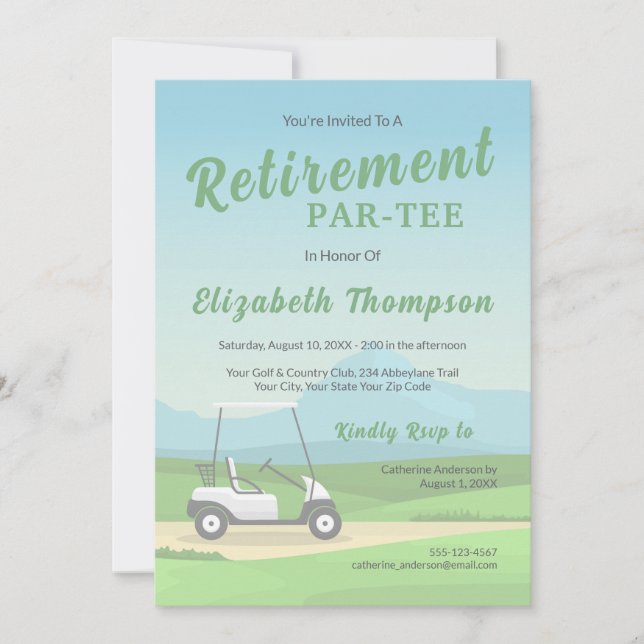 Golf Themed Green Retirement Party Invitation (Front)