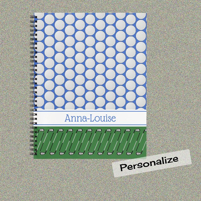 Golf themed pattern custom name notebook (Creator Uploaded)