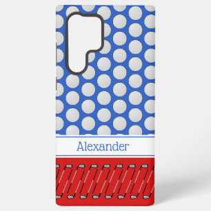 Golf themed pattern custom name red blue samsung galaxy case
