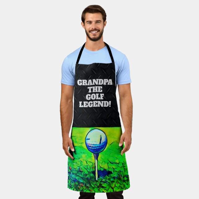 Golf Themed Sports Grandpa The Legend Funny Apron (Worn)