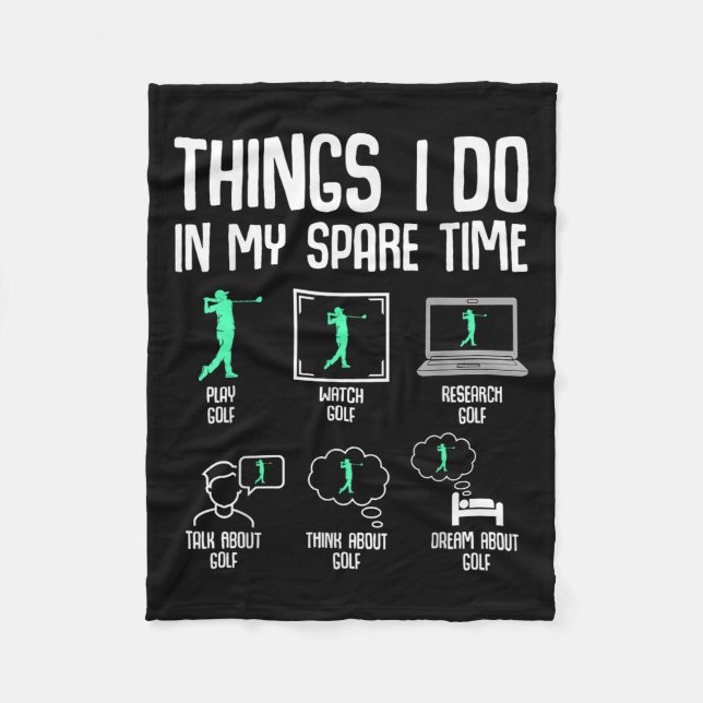 Golf Things I Do In My Spare Time Golfer Kids Boys Fleece Blanket (Front)