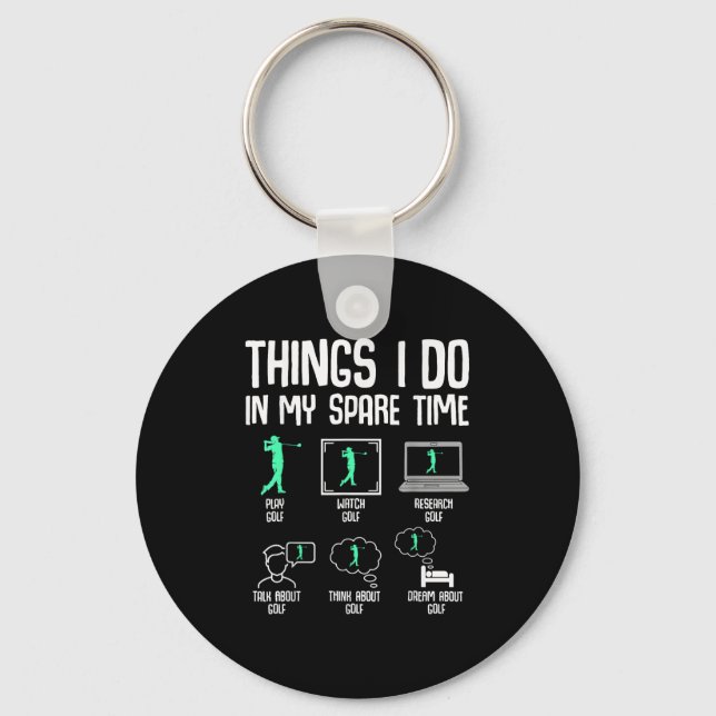 Golf Things I Do In My Spare Time Golfer Kids Boys Keychain (Front)
