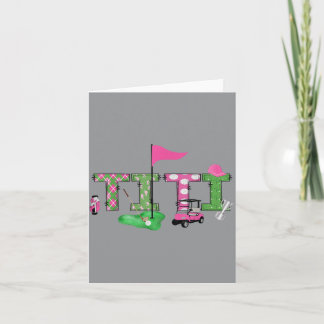Golf Titi Pink Hole In One Golf 1st Birthday Girl Card