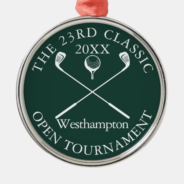 Golf Tournament Classic Event Emerald Green Award Metal Ornament (Front)