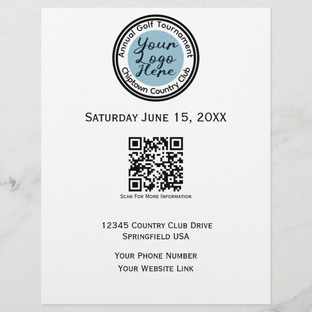 Golf tournament or event custom logo personalized  flyer (Front)