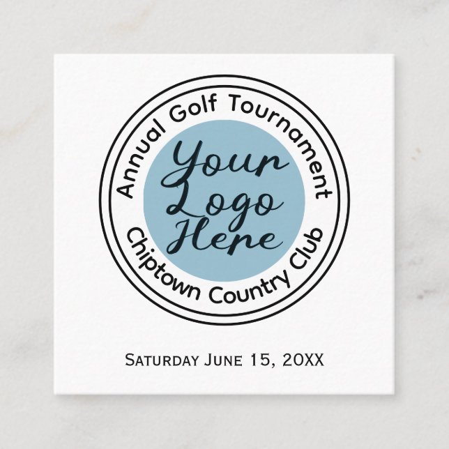 Golf tournament or event custom logo personalized  square business card (Front)