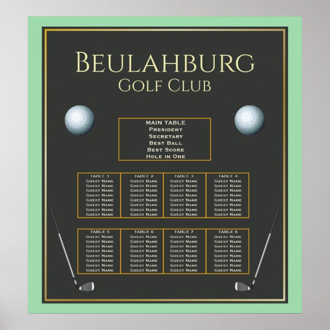 Golf Tournament 🏌 Seating chart  (Front)