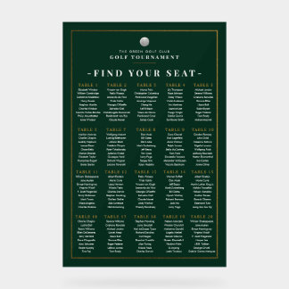 Golf Tournament Seating Chart Sign