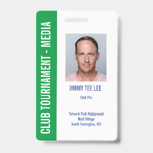 Golf Tournament Security Media Pass Badge