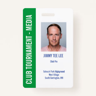Golf Tournament Security Media Pass Badge