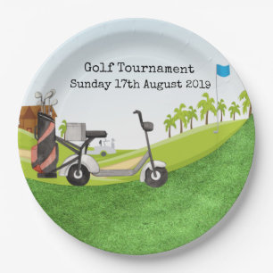 Golf Tournament with golf course view Paper Plate