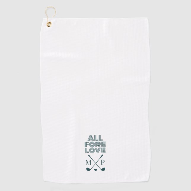 Golf Towel Of All Fore Love Monogram | Dark Green  (Front)