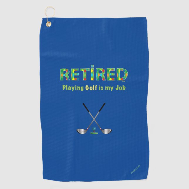 Golf Towel Retired Golfing Quote Blue (Front)