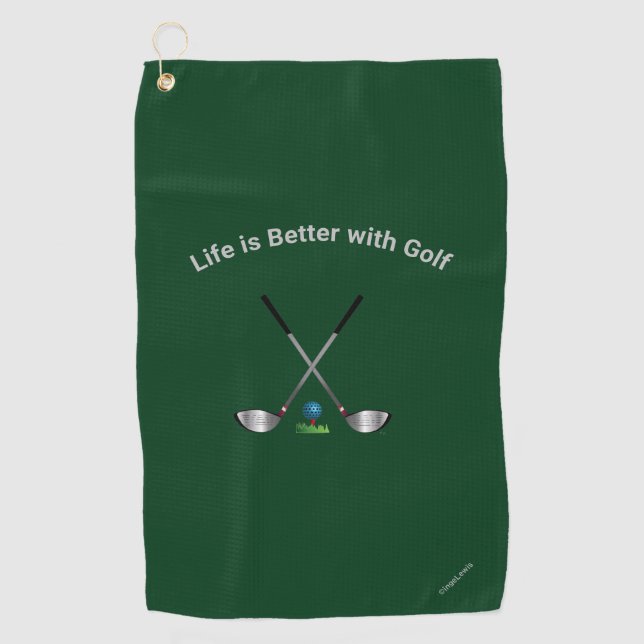 Golf Towel RETIRED Golfing Quote Design Green (Front)