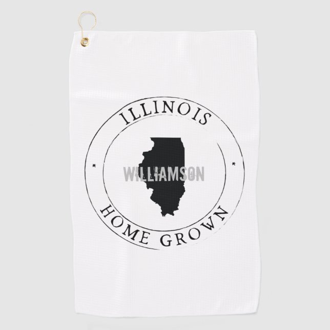 Golf Towel State Personalized Illinois (Front)